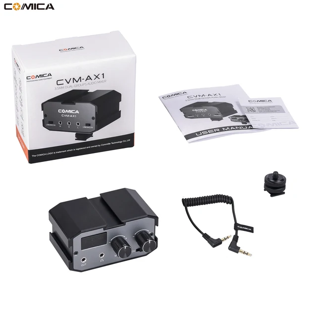 Comica CVM-AX1 Audio Mixer Adapter Universal Dual Channels Microphone Amplifier Audio Mixer 3.5mm Port for Canon Nikon DSLR