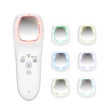 

Hot and Cold Facial Massager Ultrasonic Vibration LED Photon Therapy Whitening Lifting Slimming Face Massage Remove Wrinkles 45