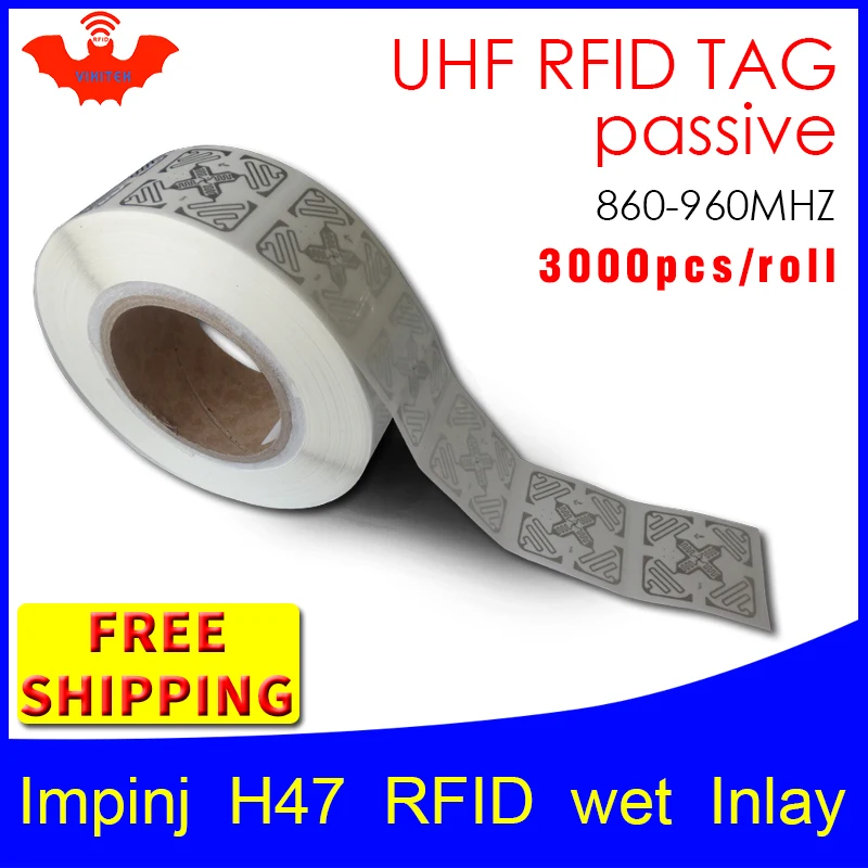 

UHF RFID этикетка наклейка Impinj H47 EPC6C влажная инкрустация 915mhz868mhz860-960MHZ Higgs3 3000 шт. Бесплатная доставка клейкая Пассивная RFID этикетка