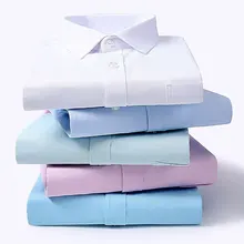 Деловая Рабочая Мужская официальная Однотонная рубашка с длинным рукавом, мягкая саржевая Свадебная модная классическая умная Повседневная рубашка