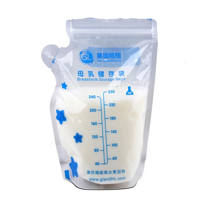 GL 120pcs 250ML Freezer Bags Big Breast Milk Storage Bags Baby Food Storage Breast Milk Bags Baby Breastmilk Feeding Safe Mother