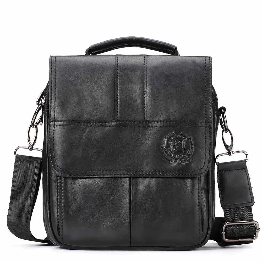FUZHINIAO мужские сумки-мессенджеры из натуральной кожи, мужская сумка с клапаном, маленькие классические сумки на плечо для Ipad, черные сумки через плечо для Mele - Цвет: Черный