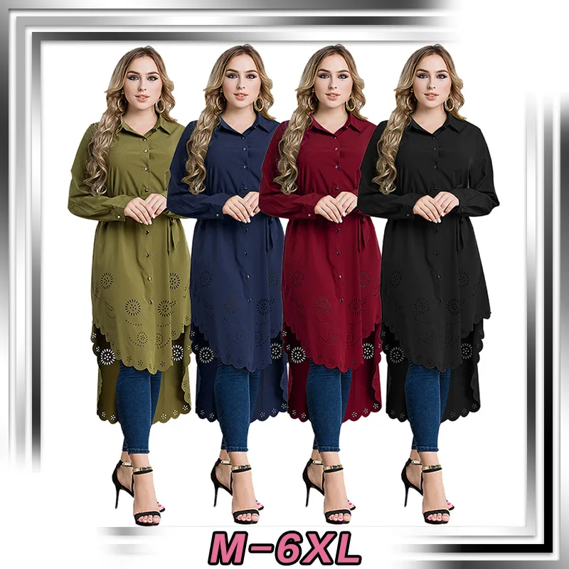 

Long Sleeve Loose Blouse Plus Size Tunic Blouse For Female Kaftan Women Muslim Shirt Tops Islamic Clothes Arab