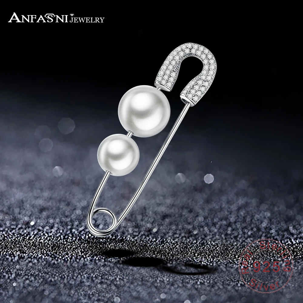 

ANFASNI 2017 New Arrival 925 Sterling Silver Tiny CZ Pave Simulated Pearl Pin Earrings For Women Boucle D'oreille Jewelry