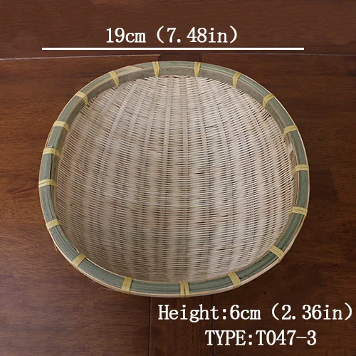 Бамбуковая ручная плетеная корзина для фруктов Круглая Большая столовая кухня для хранения пикника еды хлеба разное в форме небольшого цветка контейнер из волокна - Цвет: 19CM T0473