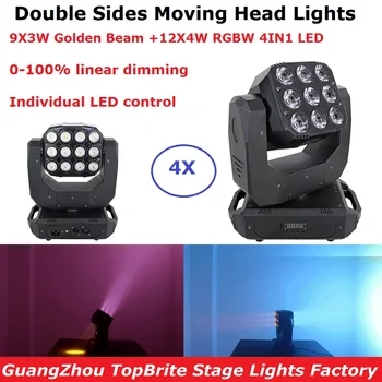 

LED Double Sides Moving Head Lights 9X3W Golden Beam With 12X4W RGBW 4IN1 LED Beam Wash Moving Head Lights 90-240V For XMAS Dj