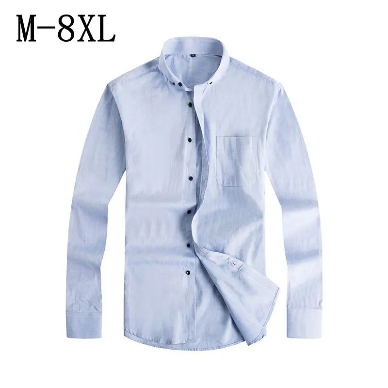 

7XL 8XL 2018 New Arrival Men's Shirts Solid Slim Men Dress Shirts Long Sleeve Male Business Working Wear Casual Oxford Shirt