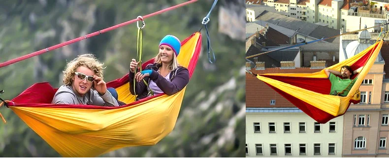 Путешествия для ультра легкий открытый портативный гамак двойной парашютом ткань indoor общежития качели Альпинизм Кемпинг