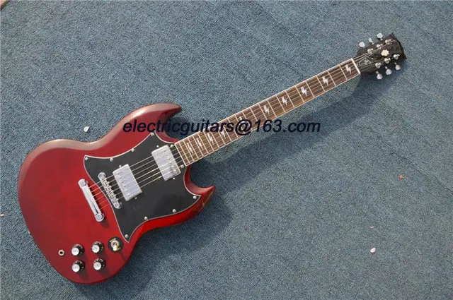Cheap Latest Finished SG Angus Young Guitar AC/DC Inlaids Cherry Red Dark rosewood Fretboard China Guitars Musical Instrument In Stock