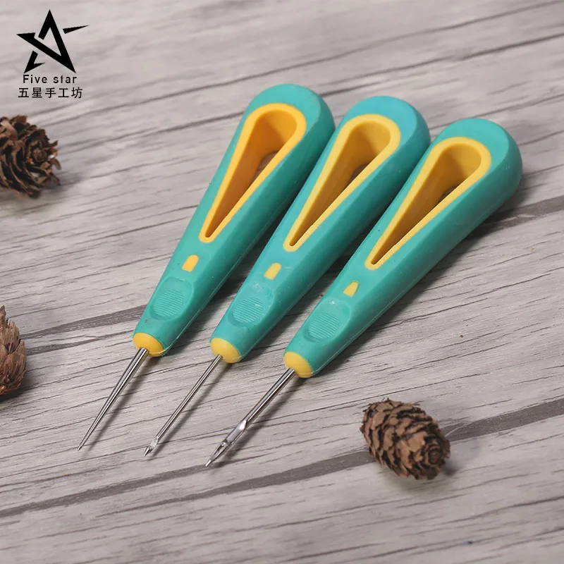  Sewing Awl Hand Stitcher Shoe Canvas Leather Repair Tool for DIY Craft Leather Straight Needle Curv