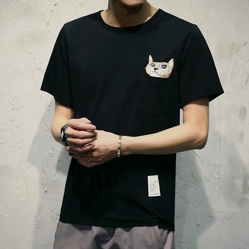 Download 2017 Fashion Summer T Shirt Men Front Pocket Embroidery ...