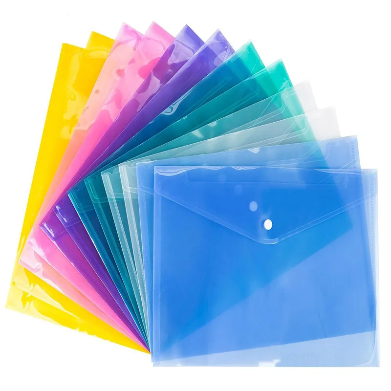 

Hot 1Pc A4 Clear Document Bag Paper File Folder Stationery School Office Supplies Case Legal Paper Contract Snap File Bags Clips