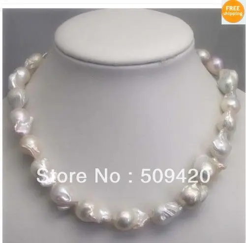 

~~ Free ShippingCLASSIC Big white Baroque Pearl NECKLACE 18