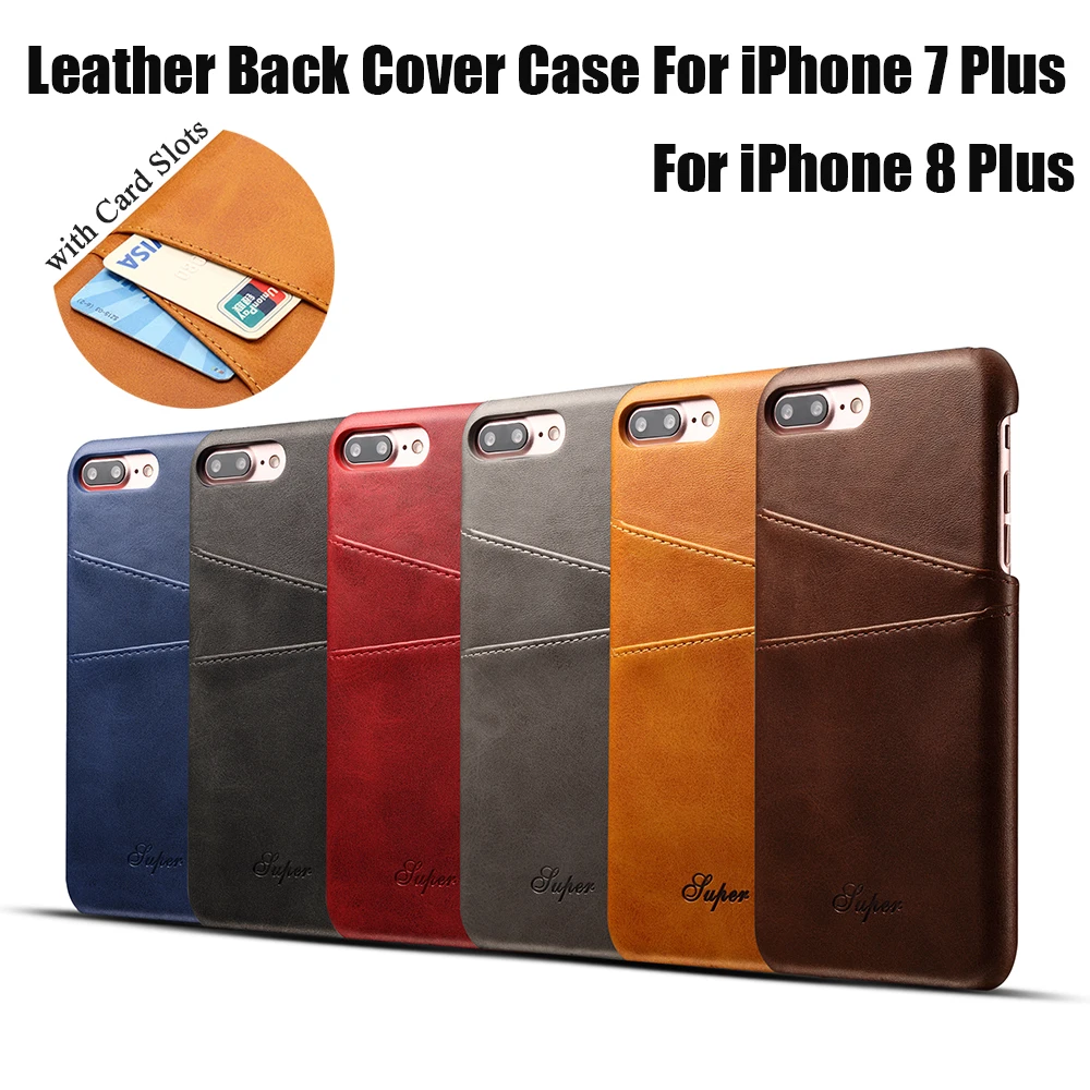 KIP7P1158_6_Slim Leather Back Cover For iPhone 7 8 Cow Case Ultra Thin Wallet Card Holder Back Covers For iPhone 7 Plus 8 Plus