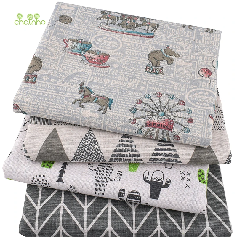 Chainho, серия серого цвета, хлопковая льняная ткань с принтом для самостоятельного шитья и шитья дивана, скатерти, занавесок, сумок, подушек, CL142