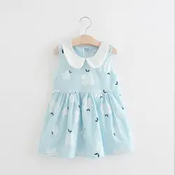 Детское летнее платье для девочек, Vestido, одежда из хлопка для малышей, платья с кукольным воротником и цветочным принтом для девочек, модное
