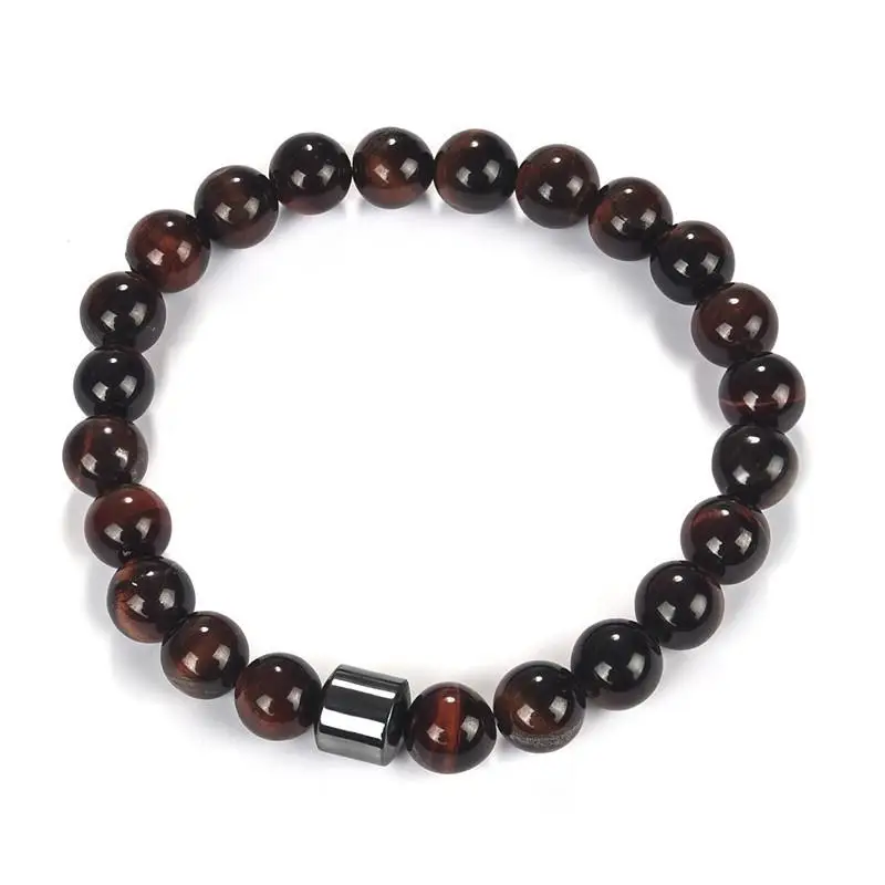 8 Tiger Eye Stone OBSEDE Классический Натуральный Камень микро Pave CZ 8 мм бусины браслет для мужчин женщин эластичный браслет дружбы удача Ювелирные изделия Подарки - Окраска металла: 8 Tiger Eye Stone