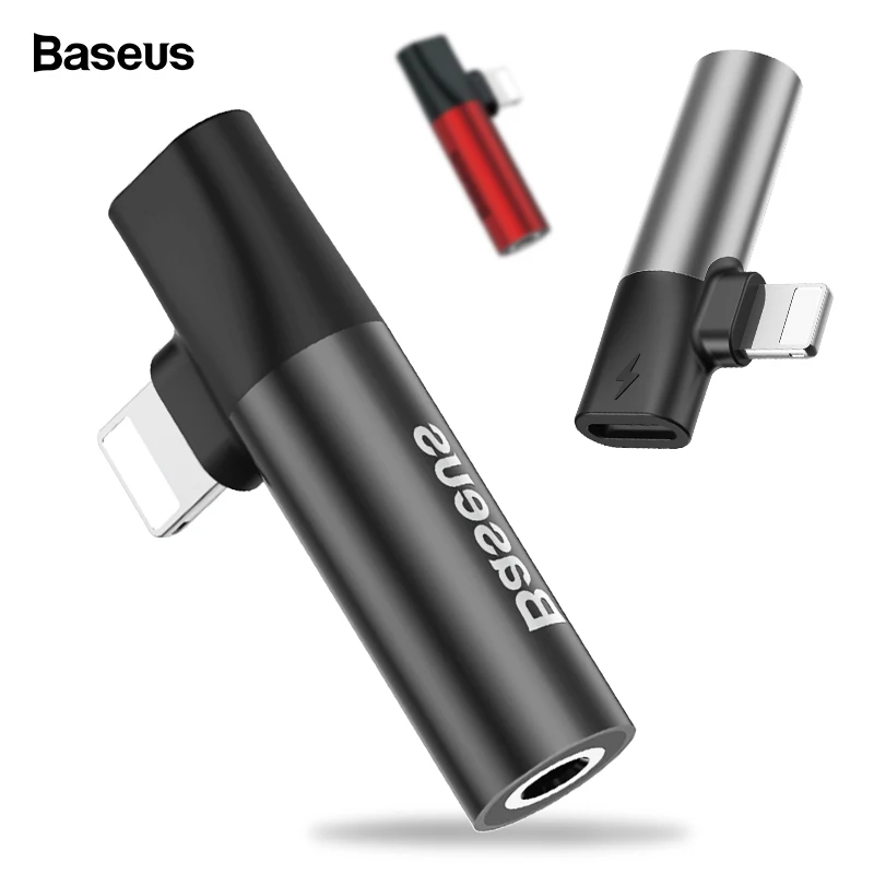 Vente Baseus audio aux Adaptateur Pour iPhone XS Max XR X 8 7 Plus Splitter Pour La Foudre à 3.5mm Jack Casque connecteur OTG Adaptateur