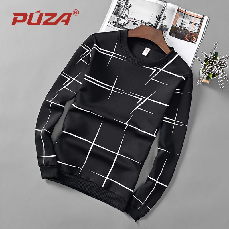 PUZA Новая Осенняя мужская повседневная футболка с длинным рукавом модная