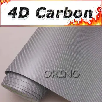 

High Quality Silver 4D Carbon Fiber Vinyl Car Wrap Silver 4D Carbon Fiber Film For Car Stickers Air Free Size:1.52*30m/Roll