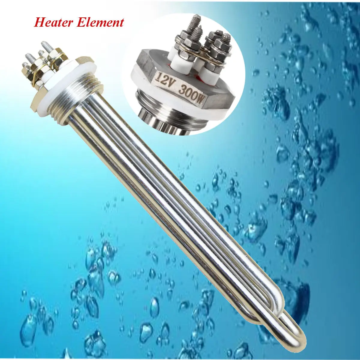 

12V 300W NPT BSP Immersion Water Heater Heating Element Solar Energy Water Heater Element Flange electric heat tube copper