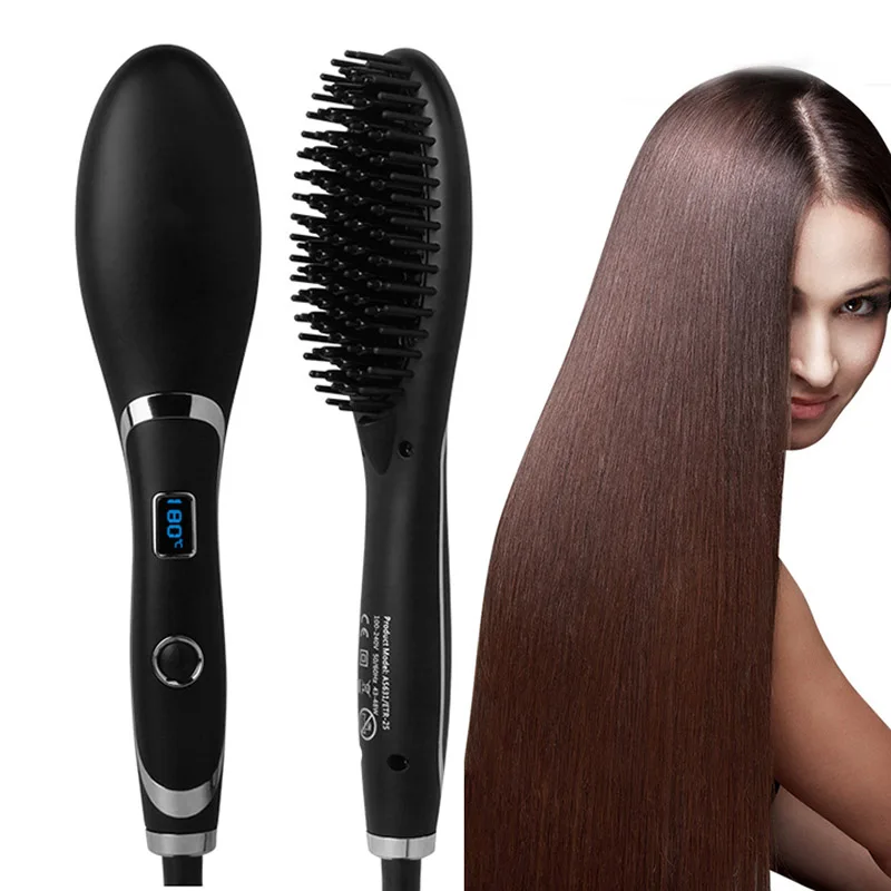 

Professional LED Hair Straightening Comb Brush Electrical Heated Styling Anion Care Anti Scald YF2018
