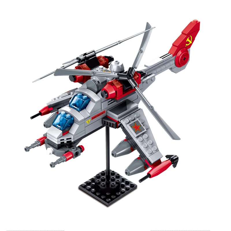 

Kazi 81015 Red Alert 3 Series Military Fighter Double Blade Helicopter Model Building Block Sets 277pcs Brick Toys for Boys Gift