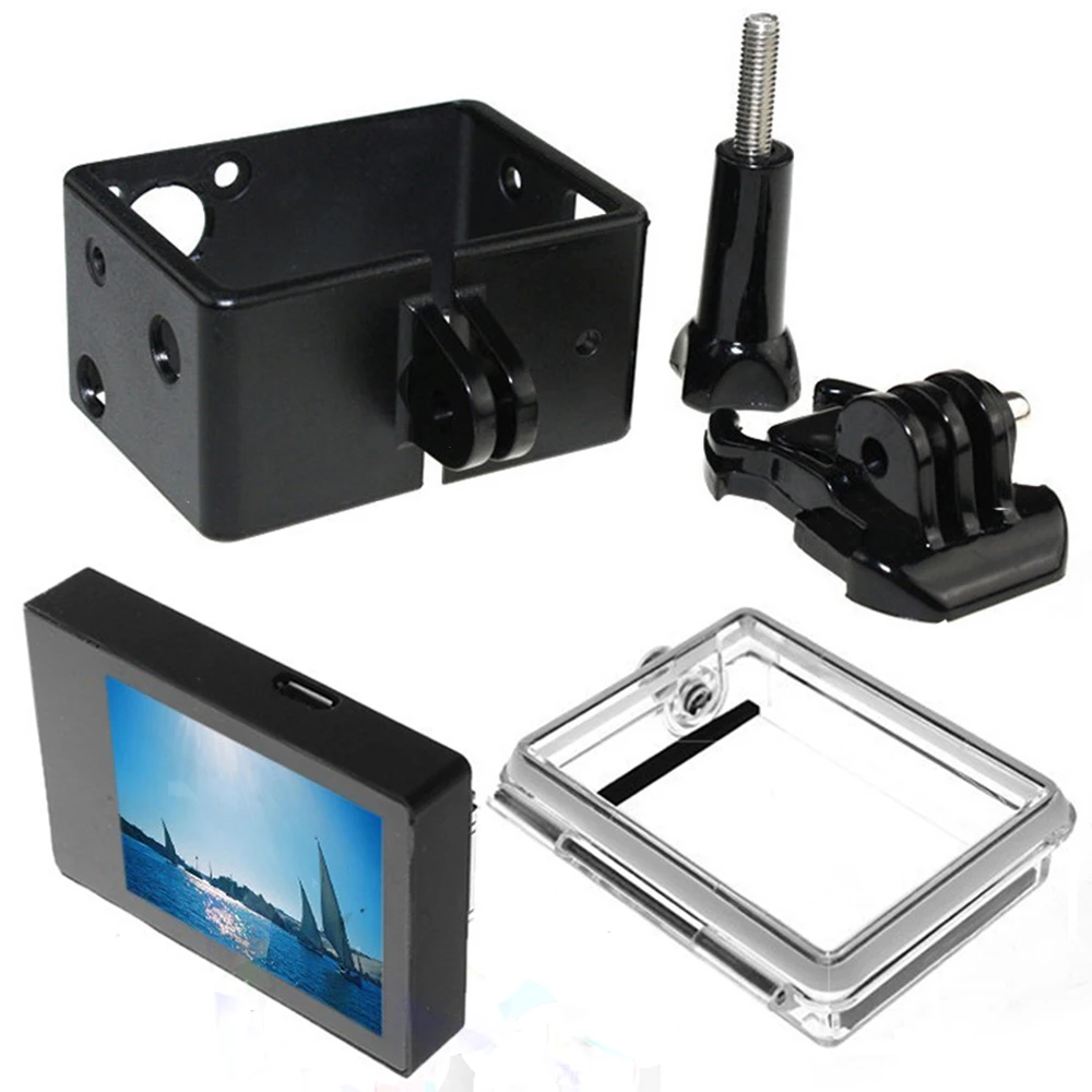 Gopro Hero 3 3+ 4 LCD Screen BacPac Display Viewer+Backdoor Case Cover+Gopro Expand Protective Frame For Gopro3 3+ 4 Accessories (1)