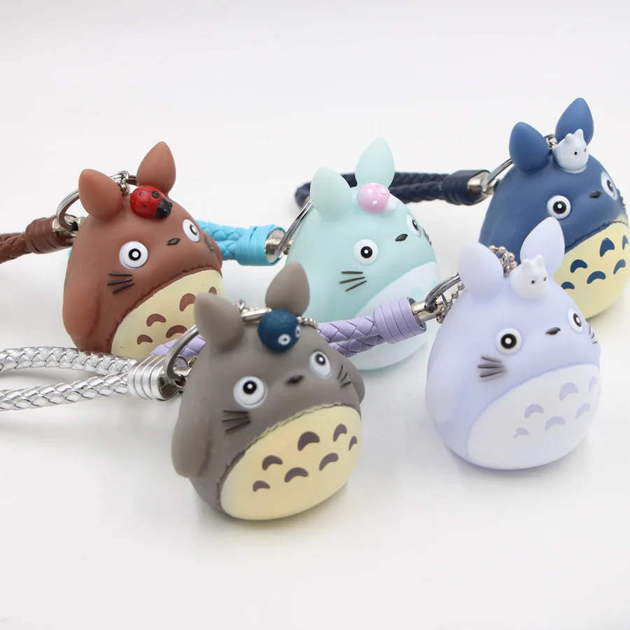 

Anime Cute Totoro Keychain Miyazaki Hayao Figures Lovely Cat Kitten Key Chain Car Bag 5 Colors Totoro Keychains Toy Figures