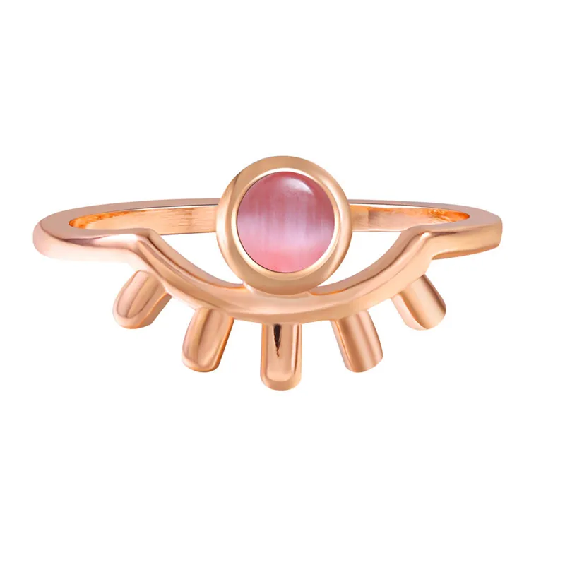 

ROMAD Eye ring for Women Opal Engagement Finger Ring Rose Gold Wedding Ring Female Size 6 7 8 9 Boho Jewelry R4