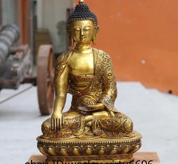 

Chinese Buddhism Copper Bronze Gilt Shakyamuni Sakyamuni Amitabha Buddha Statue