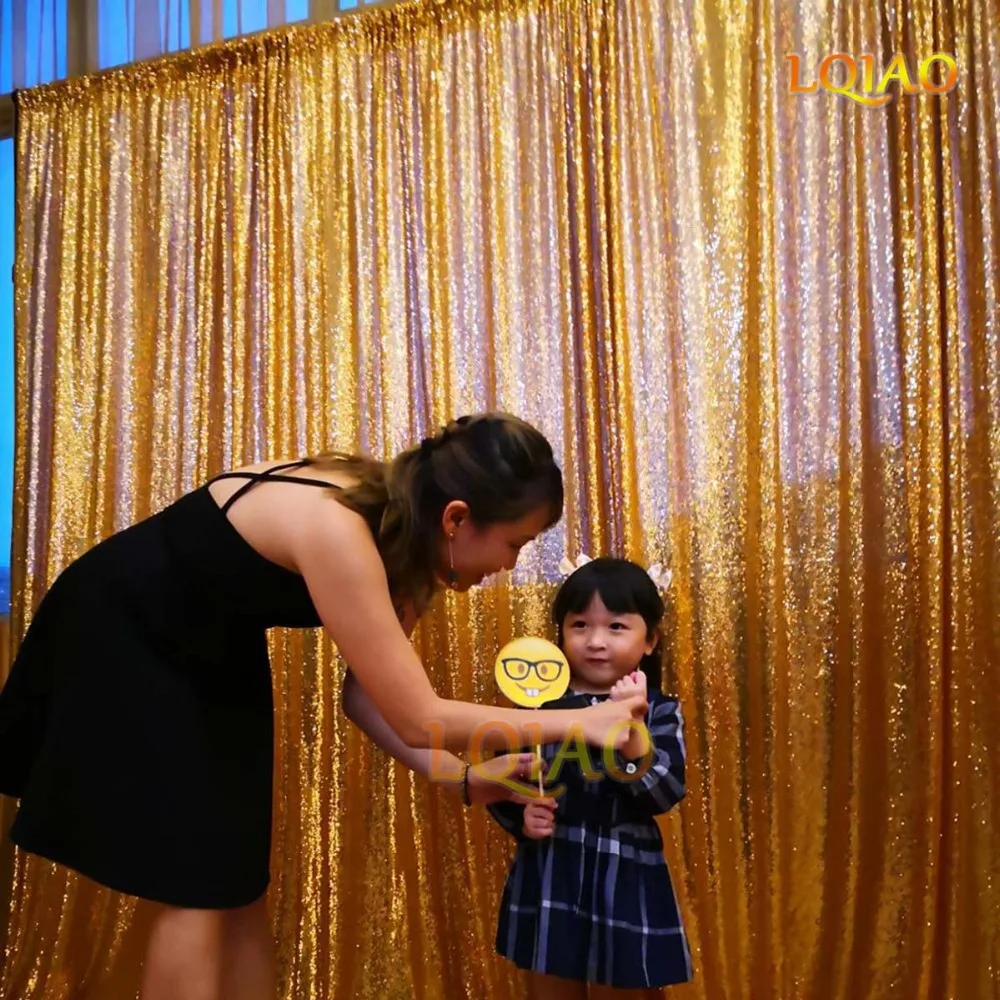 

LQIAO Gold Shimmer Sequin Fabric Photography Backdrop (8FTX8FT)