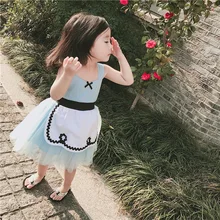 Алиса в стране чудес костюм платье детские короткое платье для девочек горничной косплэй костюмы на Хэллоуин для детей подарок на день рождения