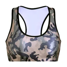 NEW 0041 Summer Sexy Girl Women army green Camouflage 3D Prints Padded Push Up Gym Vest Top Chest Running Sport Yoga Bras