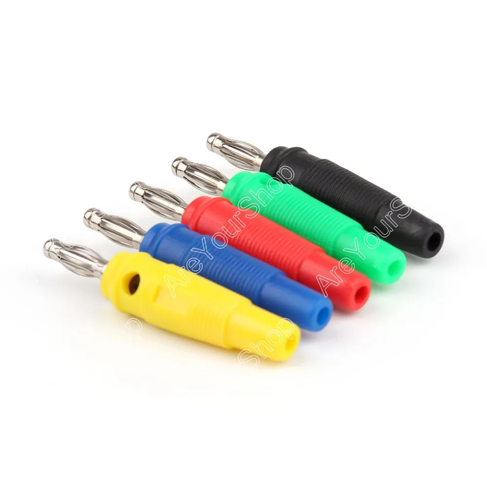 100 pcs 5 Color 4MM Nickel Plated Banana Plug FOR Probes BINDING POST