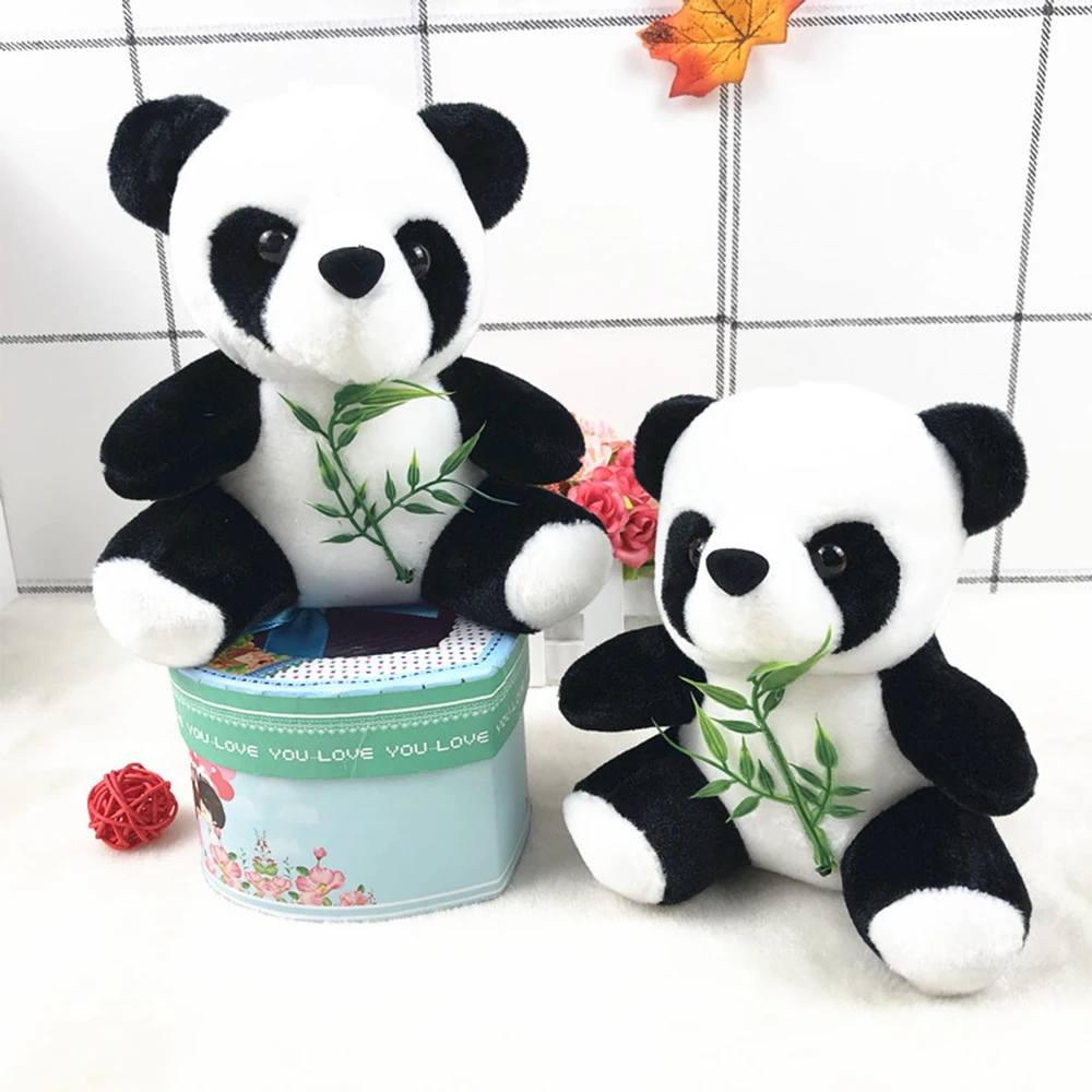 

Adsorbable Emulational Panda Plush Bears for Bouquets with Bamboo Leaf Toy Doll Stuffed Gift to Girl Soft Kids Toys 15.5CM
