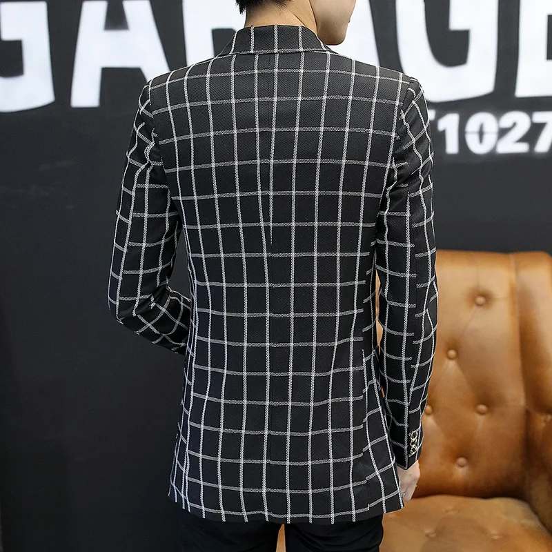 Traje Hombre новая Корейская версия мужской костюм Британский клетчатый Молодежный повседневный костюм Тонкий Блейзер Masculino