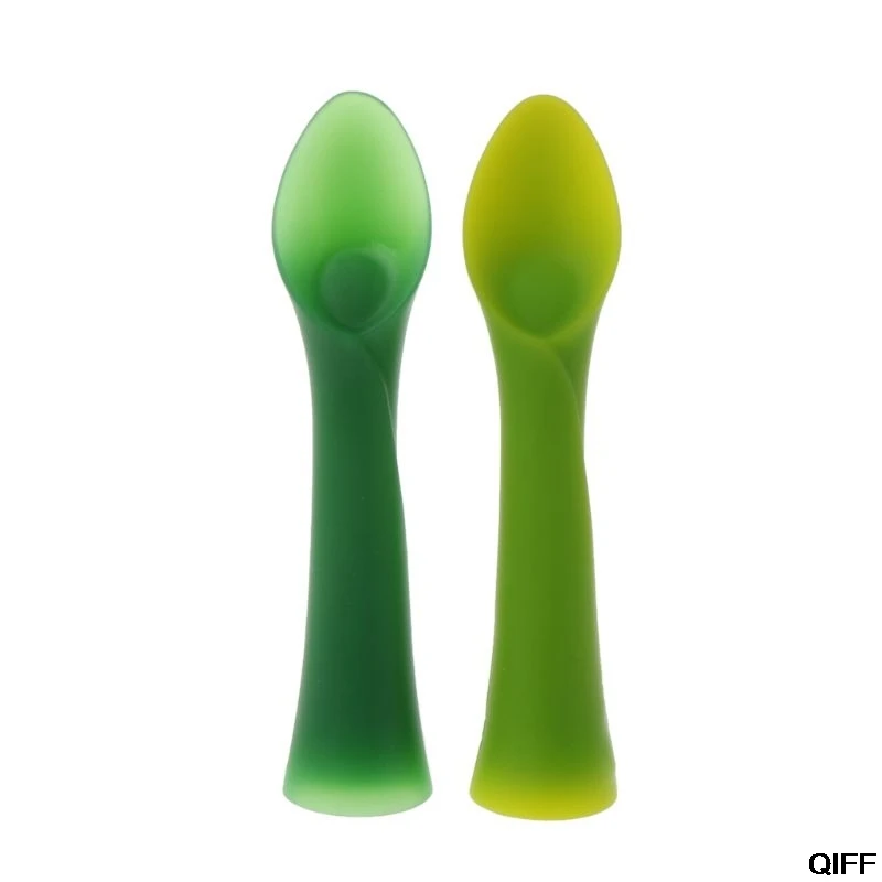 

Drop Ship&Wholesale 2Pack Infant Silicone Spoon Rice Paste Training Soft-Tip Bamboo Leaf Tooth Gel Spoon Teether For Baby May06