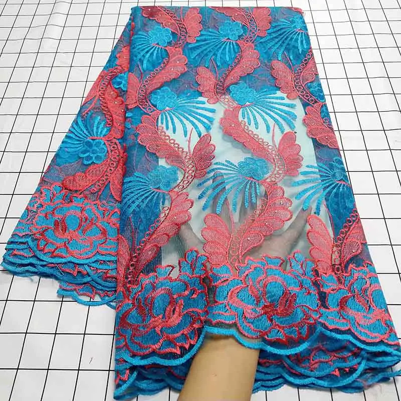 

Sky Blue 2019 New design French Guipure Nigerian Net Lace Fabric High Quality Embroidered African Lace Fabric Tulle Lace Wedding