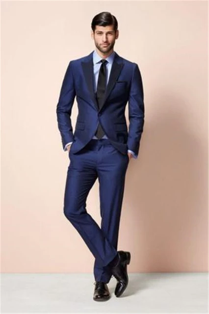 Trajes formales azules para hombre, trajes modernos a la moda, esmoquin para boda, graduación, novio, los mejores trajes + Pantalones + 2020|Trajes| - AliExpress