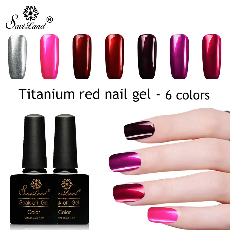 

Saviland Metal Titanium Red Gel Varnish Mirror Effect UV Gel Lacquer Hybrid Color Glitter Nail Polish Nail Glue Lucky