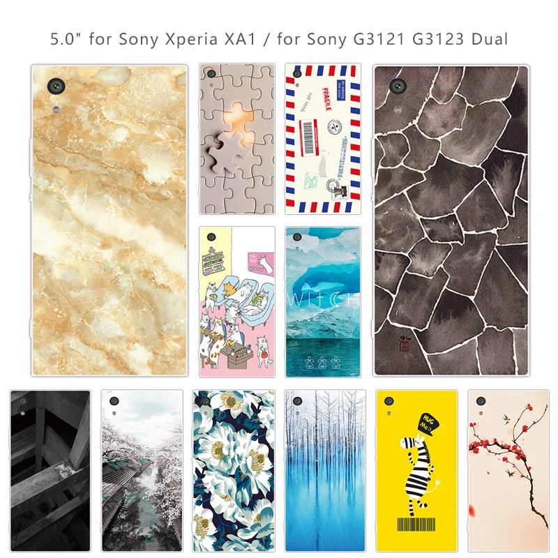 Мягкий силикон для Sony Xperia XA1 G3121 G3112 G3123 G3116 двойная квадратная задняя крышка