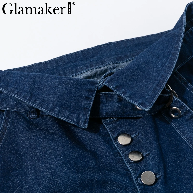 Glamaker Button denim sashes plus size jeans Women casual pants Sexy slim skinny jeans high waist trousers streetwear bottom new