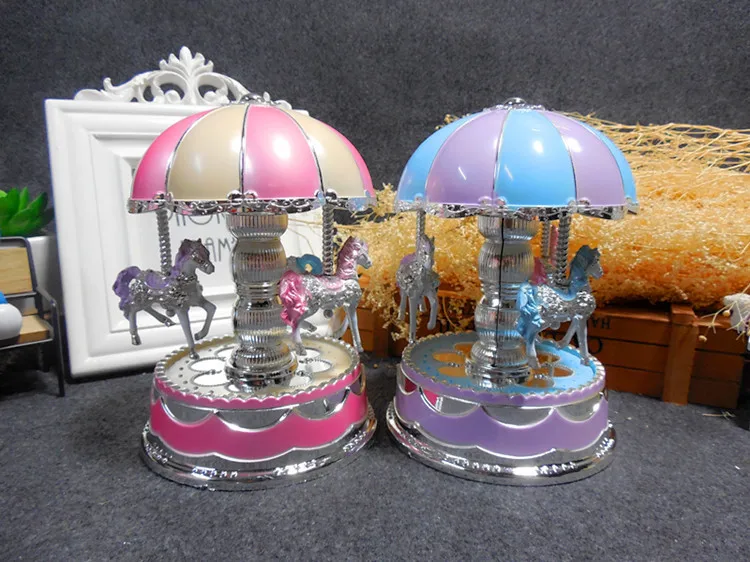 Merry-go-круглая музыкальная карусель коробка игрушка поворотный светящийся карусельная лошадка электрическая музыкальная шкатулка подарки на день рождения на свадьбу домашний декор