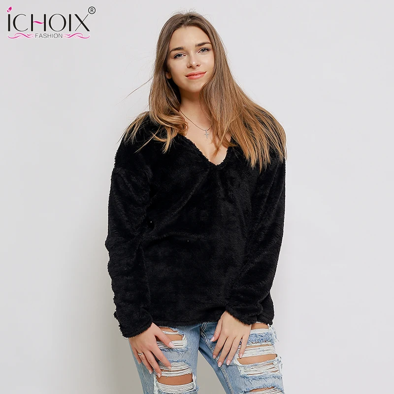 2018 Autumn Winter Sweater Solid Women Loose Plus Cashmere