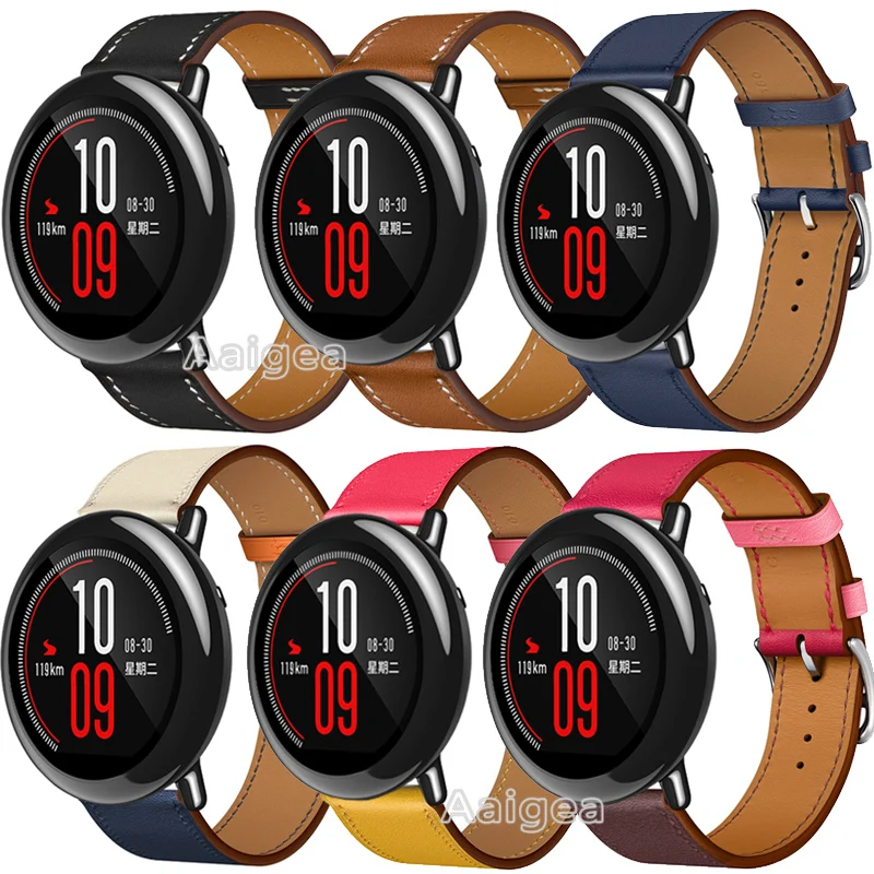 22mm Genuine Leather Watch Band Strap for Xiaomi Huami Amazfit PACE Smart Watch Replacement Wrist b - 32964264626