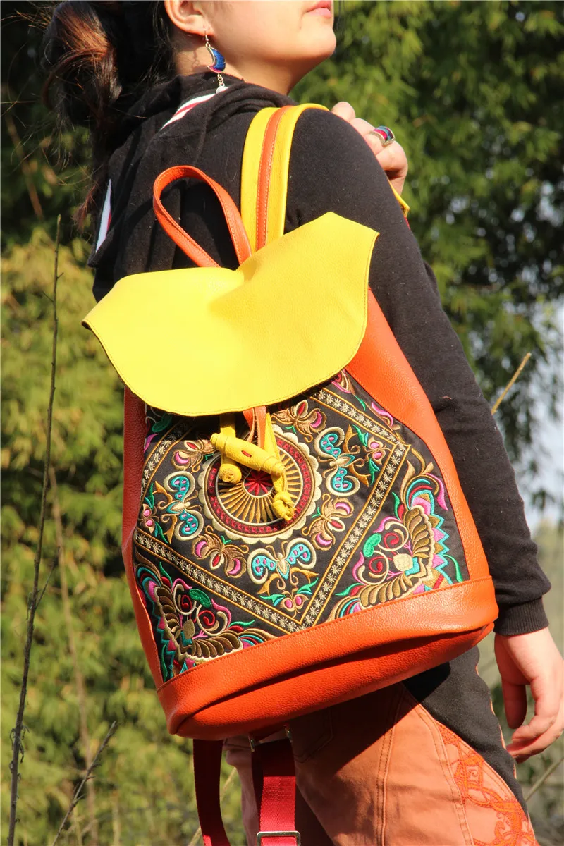 Специальное предложение, сумки в богемном стиле с вышивкой из натуральной кожи, женский рюкзак, модный рюкзак для путешествий ручной работы