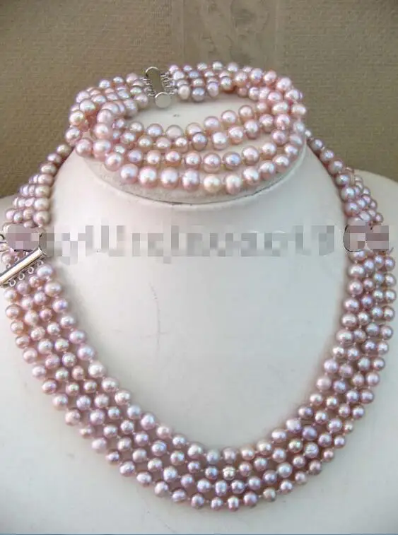 

Wholesale price 16new ^^^^^^Genuine 4-row 6-7mm purple FW pearl necklace bracelet