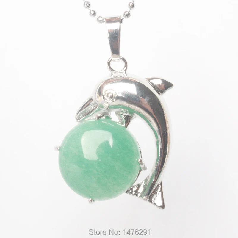 

Fashion Jewelry Silver Plated Natural aventurine Quartz With Lovely Dolphin Pendant 1PCS