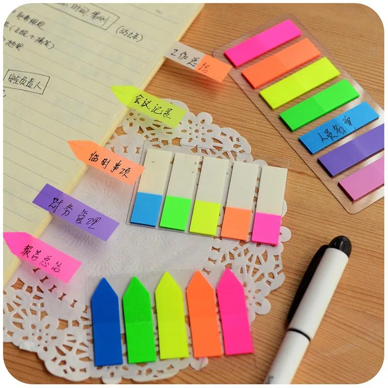 

Cute Kawaii PET Rainbow Color Memo Pad Notepad Stationery Sticker Fluorescent Film Sticky Notes Office School Supplies